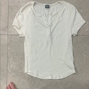 BDG Women's Off-White Short Sleeve Henley